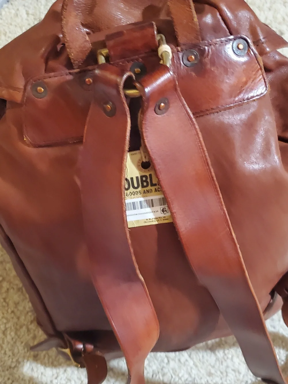 Ralph Lauren Double RL Brown Leather Backpack
